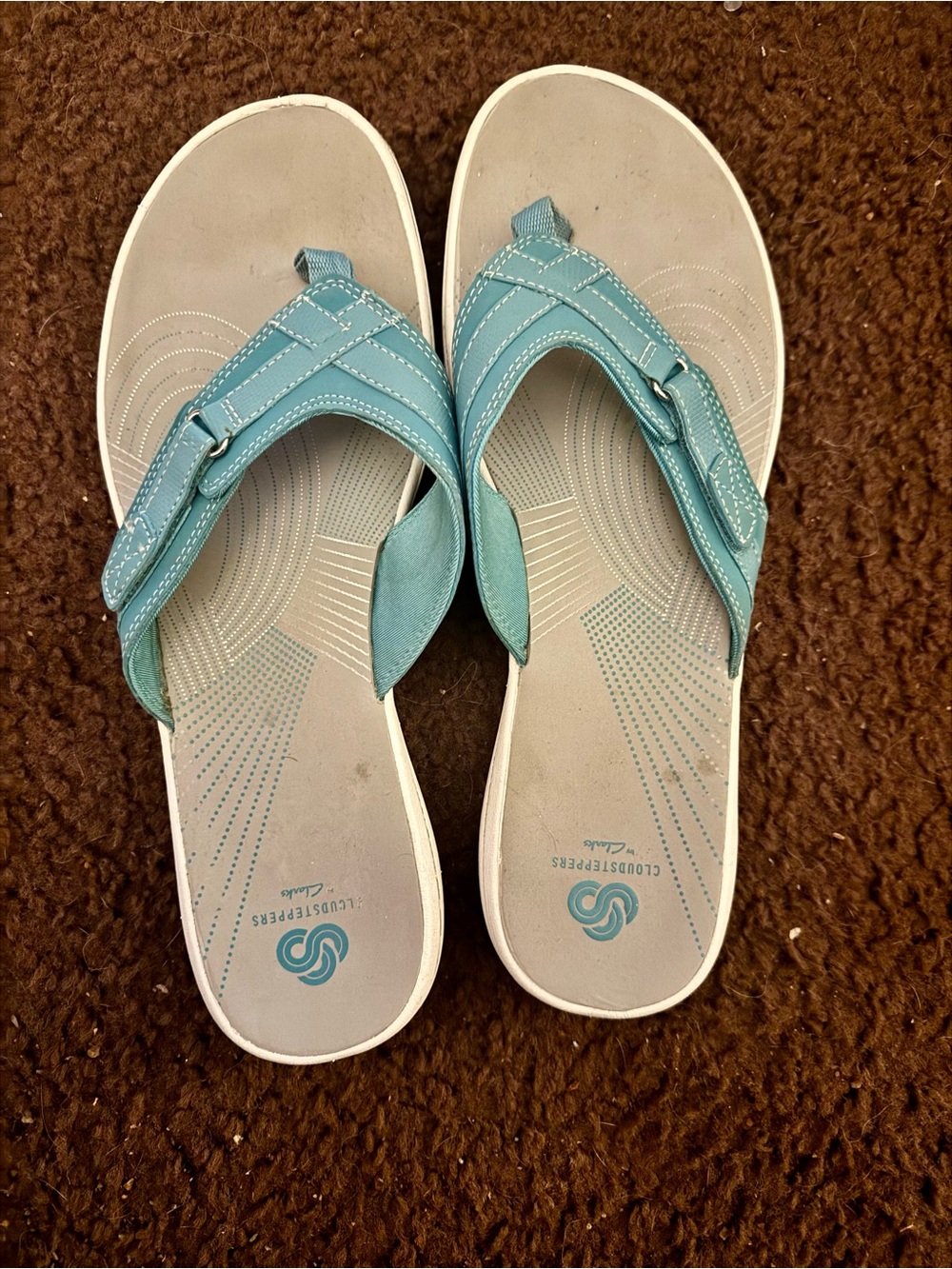 Clarks Cloudsteppers Women's Teal Blue Casual Thong Sandals